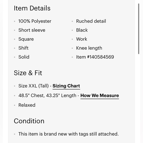 NWT Banana Republic Factory Square Neck Shift Dress in Black, XXL Tall - Picture 4 of 8